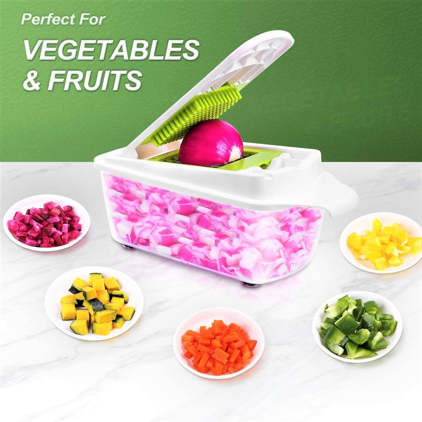 Vegetable and fruits Chopper 12-in-1 Food Choppers and Dicers Hand ...