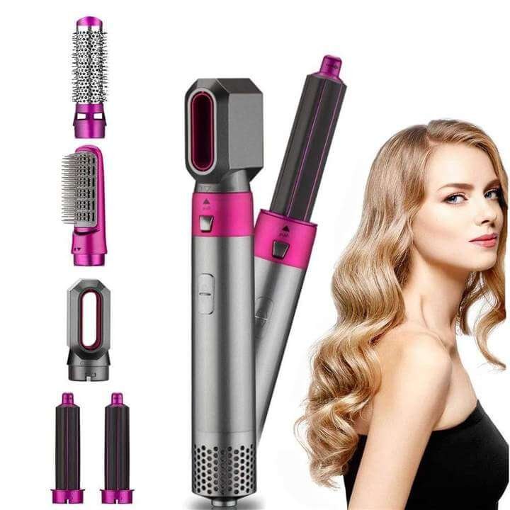 5In1 Hair Brush Airwrap Dupe Blow Dryer Straightener & Curler - Ustams