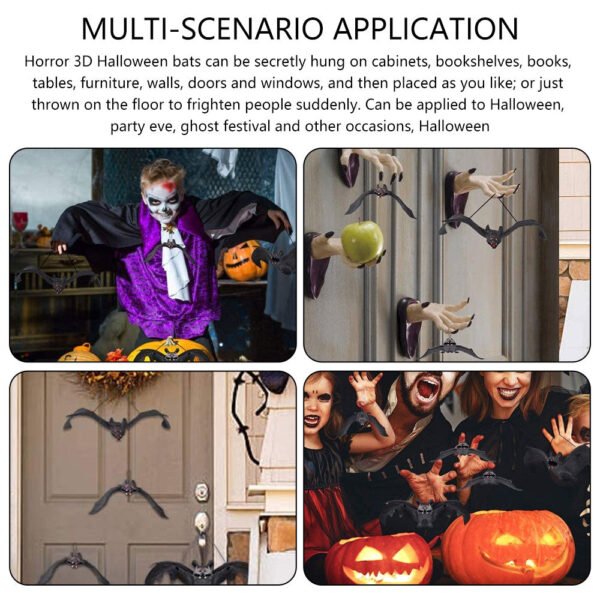 6 10pcs Halloween 3D black bat Rubber Realistic Hanging - Ustams