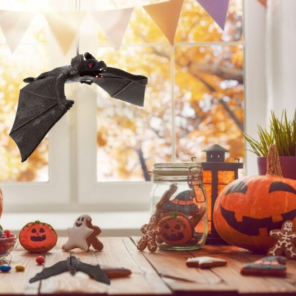 6 10pcs Halloween 3D black bat Rubber Realistic Hanging - Ustams